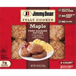Jimmy Dean Fully Cooked Maple Pork Breakfast Sausage Patties, 8 Count