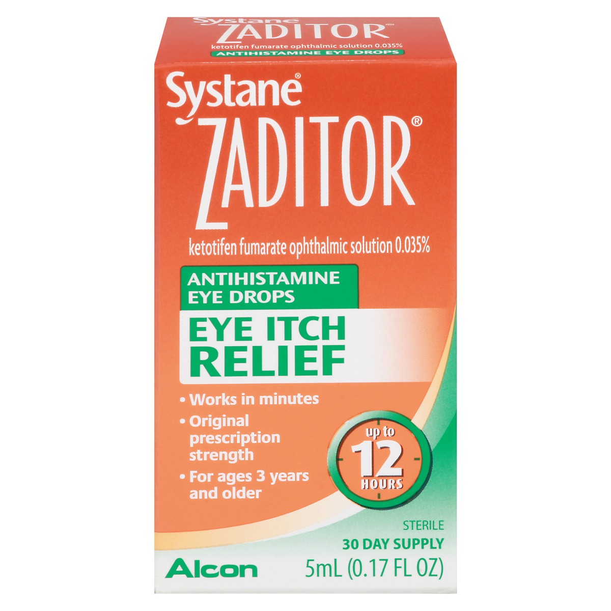 slide 1 of 12, Systane Zaditor Itch Relief Antihistamine Sterile Eye Drops 5 ml, 0.16 oz