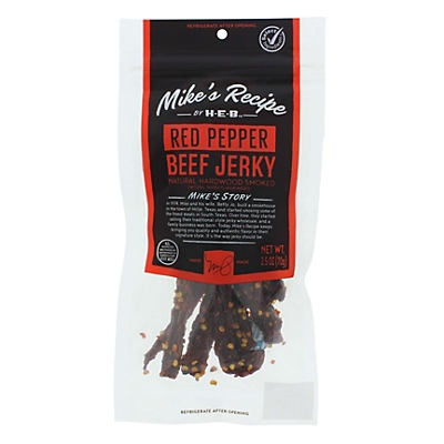 slide 1 of 1, H-E-B Mike's Recipe Red Peppered Beef Jerky, 2.5 oz