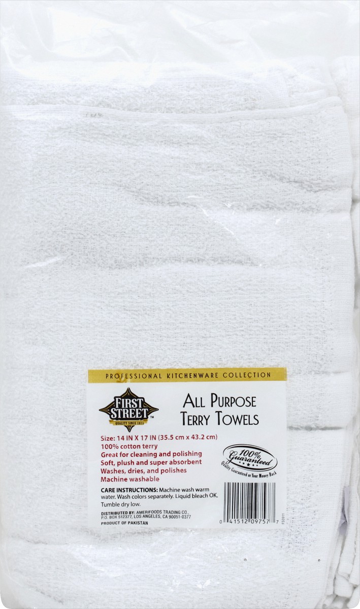 slide 5 of 6, First Street Terry Towels, 12 ct