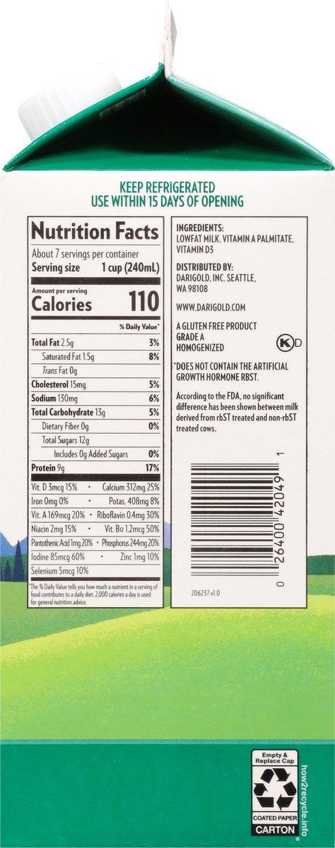 slide 4 of 9, Darigold 1% Milk, 1/2 gal