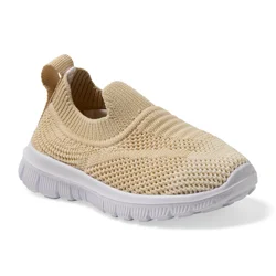 Lullaby Lane Boy's Prewalk Knit Flex Sneakers, Tan, Size 4