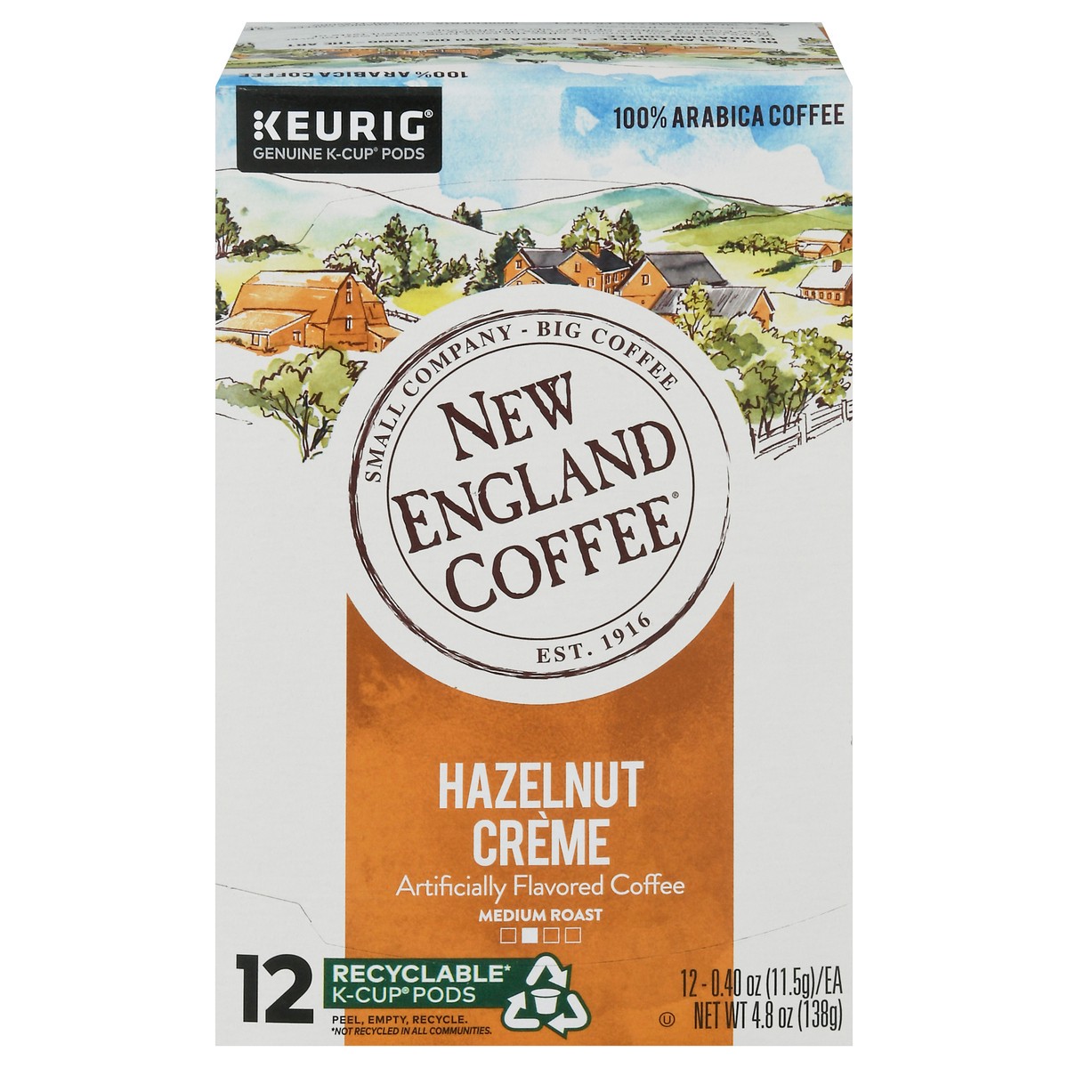 slide 6 of 15, New England Coffee 100% Arabica Medium Roast Pods Hazelnut Creme Coffee 12 - 0.40 oz Pods, 12 ct