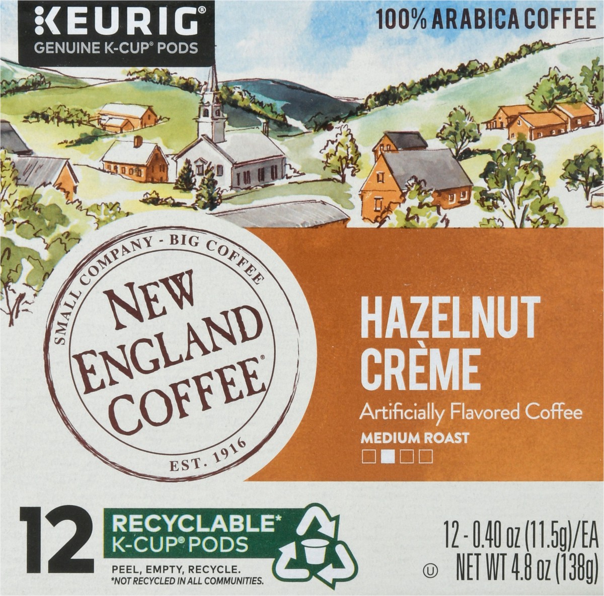 slide 3 of 15, New England Coffee 100% Arabica Medium Roast Pods Hazelnut Creme Coffee 12 - 0.40 oz Pods, 12 ct