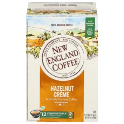 New England Coffee 100% Arabica Medium Roast Pods Hazelnut Creme Coffee 12 - 0.40 oz Pods