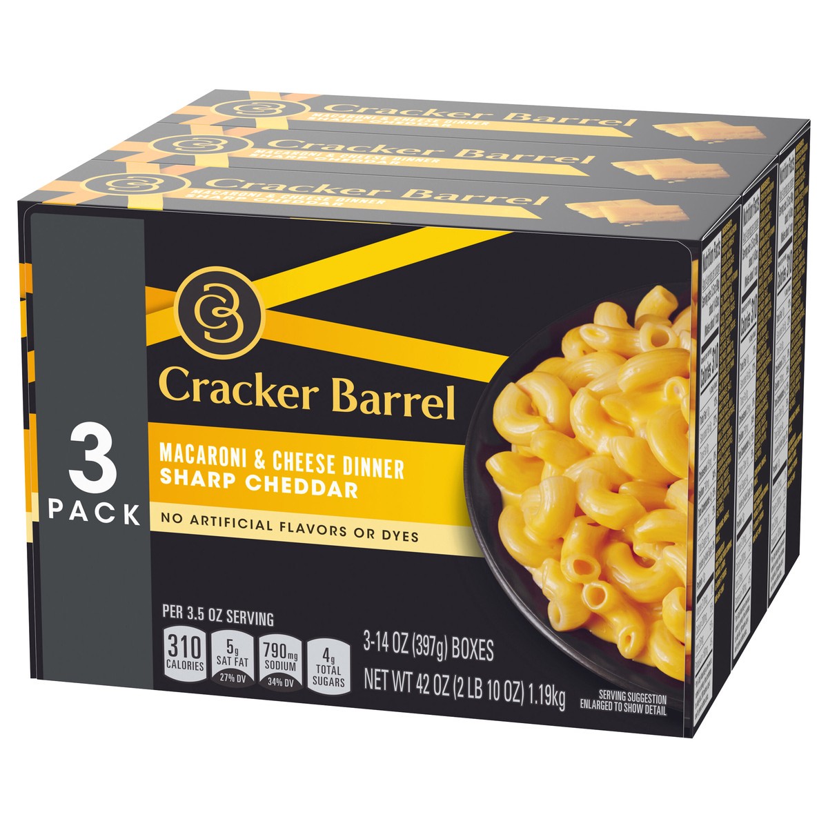 slide 5 of 9, Cracker Barrel Sharp Cheddar Macaroni & Cheese, 3 ct