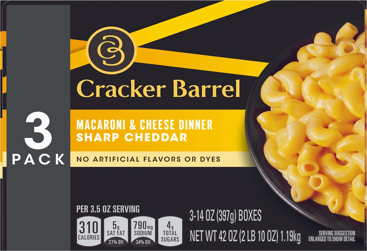 slide 6 of 9, Cracker Barrel Sharp Cheddar Macaroni & Cheese, 3 ct