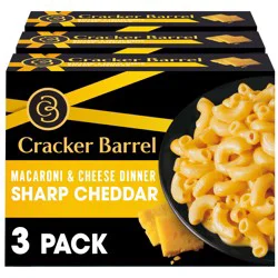 Cracker Barrel Sharp Cheddar Macaroni & Cheese Dinner, 3 ct Pack, 14 oz Boxes