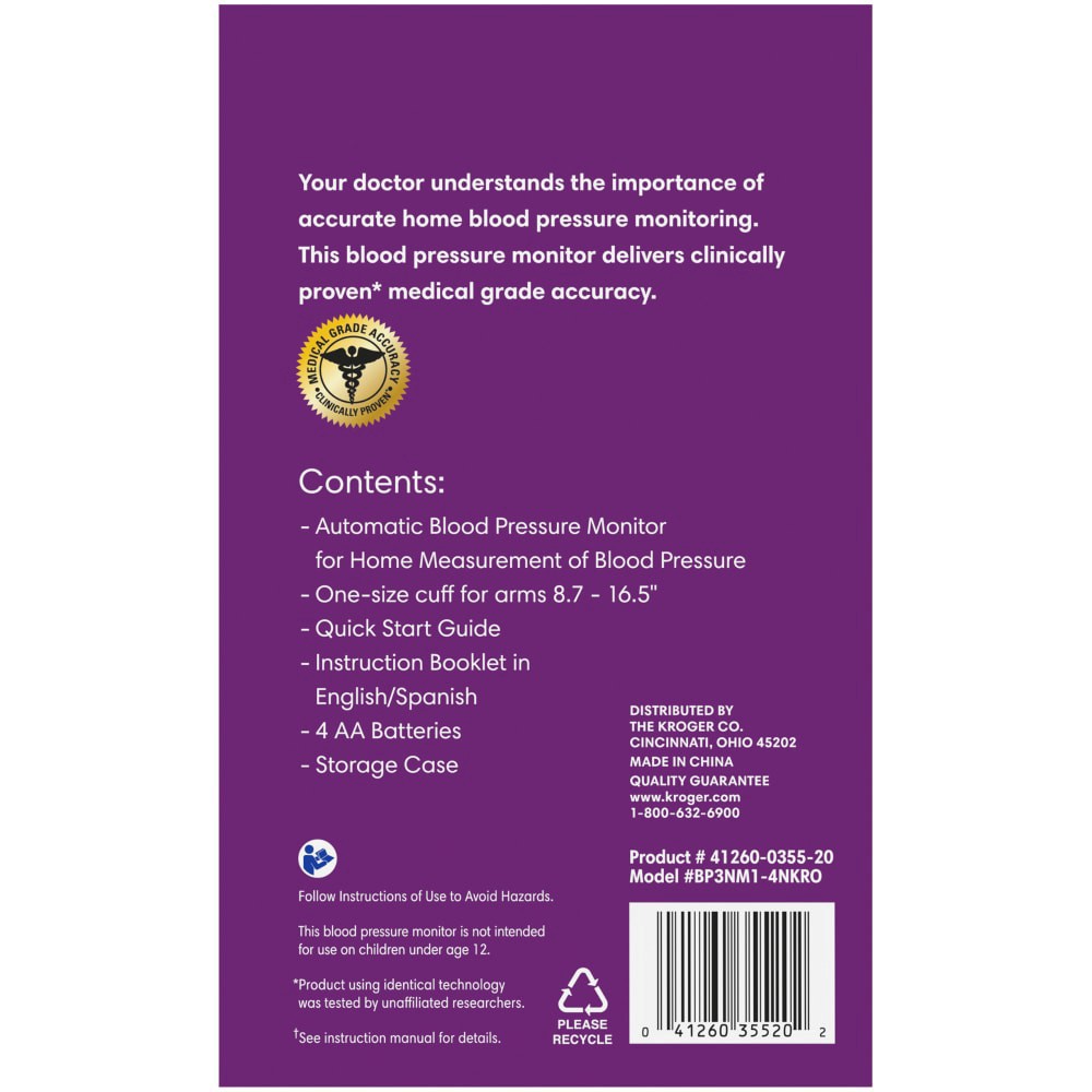 slide 2 of 5, Kroger Premium Automatic Blood Pressure Monitor, 1 ct