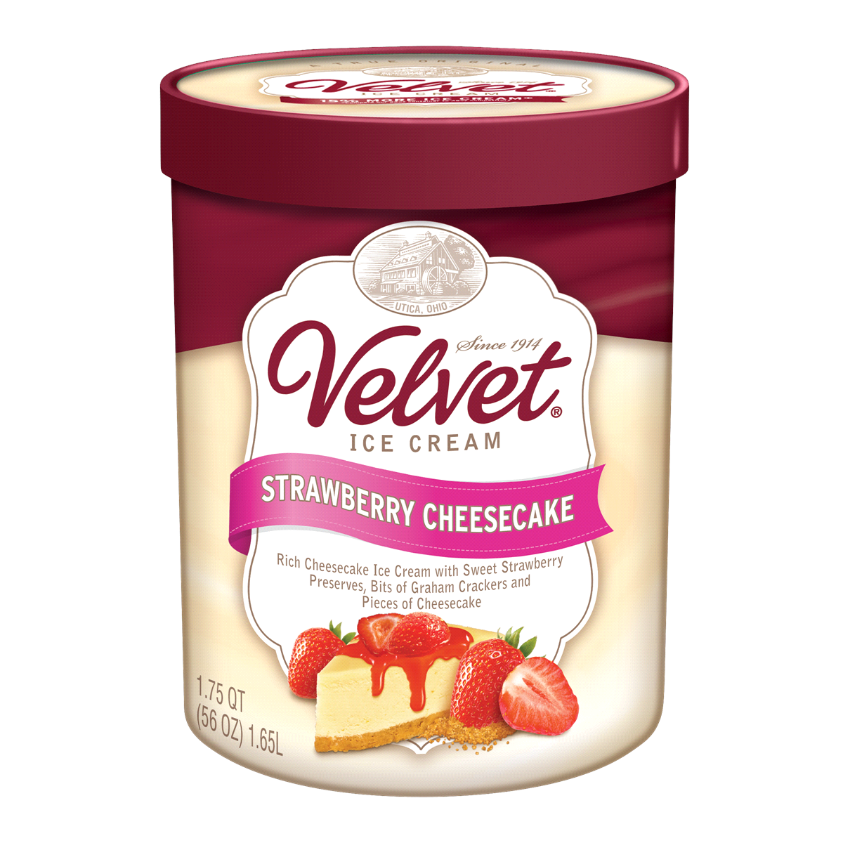 slide 1 of 1, Velvet Ice Cream Co. Strawberry Cheesecake Ice Cream, 56 oz