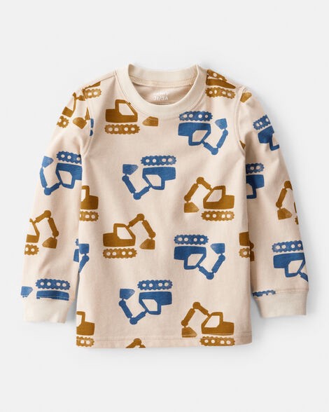 slide 1 of 2, Carter's Carters Toddler Boy Construction Print Long-Sleeve Graphic Tee - Beige Beige 2T, 1 ct