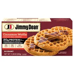 Jimmy Dean® Cinnamon Waffles Fully Cooked Frozen Breakfast 8 Count - 11.28 Oz