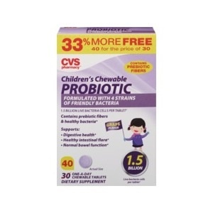 slide 1 of 1, CVS Pharmacy Cvs Children's Chewable Probiotic, Formulated With 4 Strains Of Friendly Bacteria, 40 ct