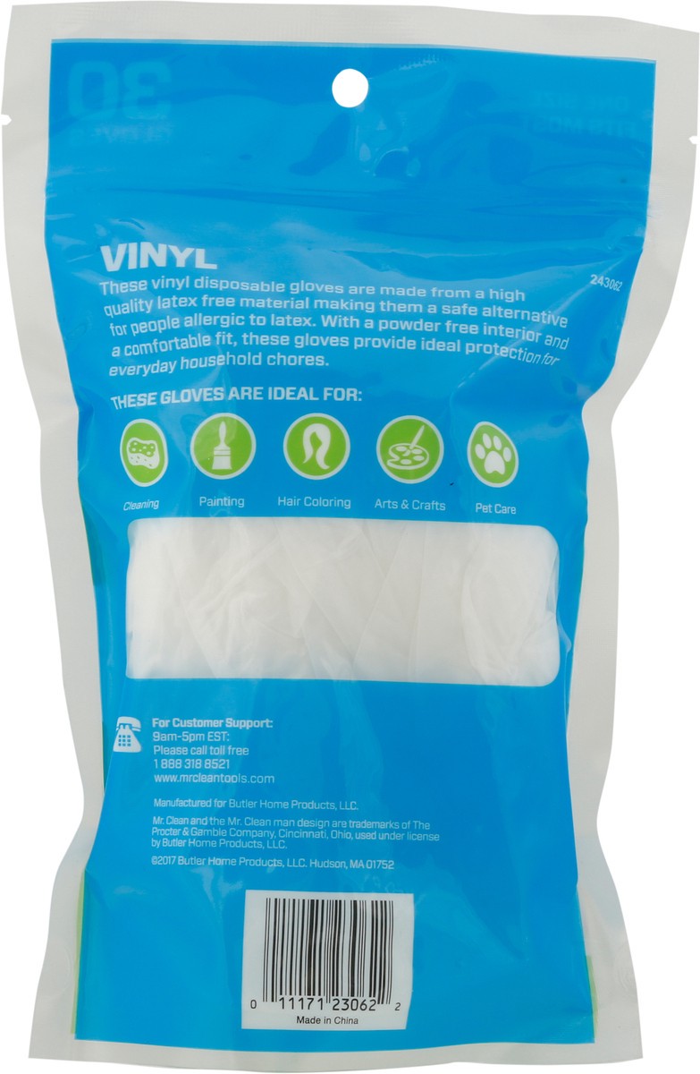 slide 7 of 9, Mr. Clean Latex-Free Vinyl Disposable Gloves 30 ea, 30 ct