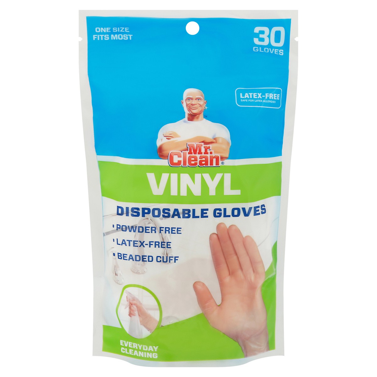 slide 1 of 9, Mr. Clean Latex-Free Vinyl Disposable Gloves 30 ea, 30 ct