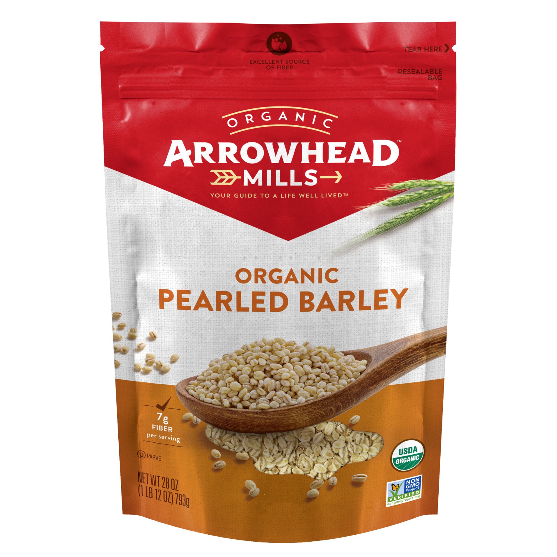 slide 1 of 14, Arrowhead Mills Organic Pearled Barley, 28 Oz Bag, 1 ct