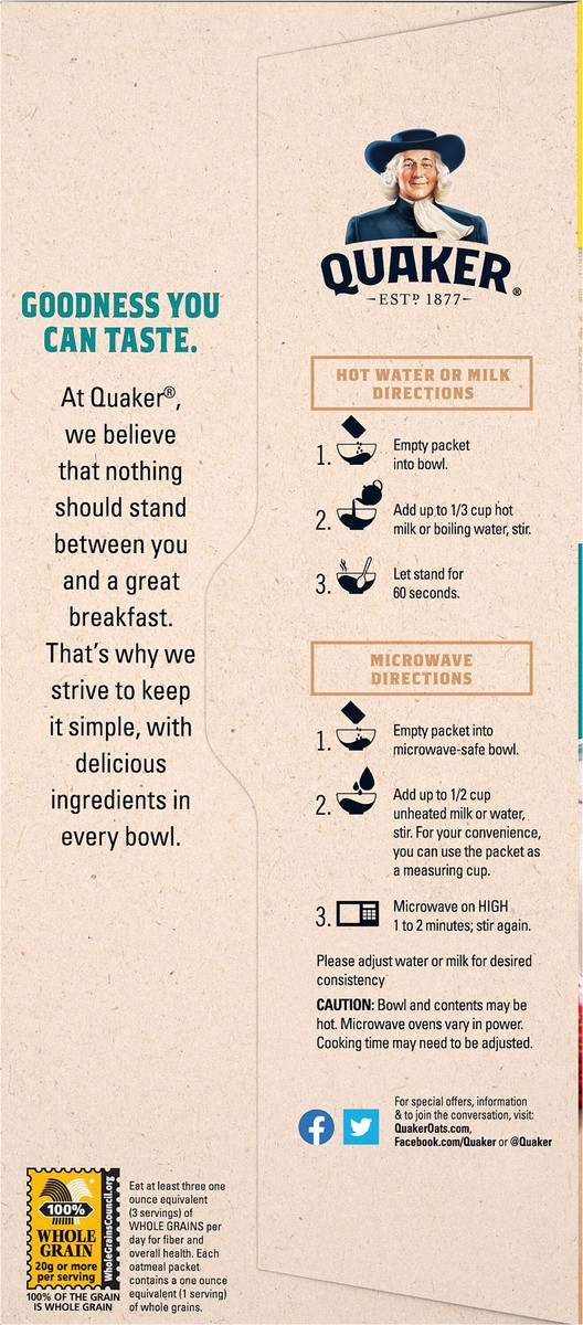slide 7 of 11, Quaker Instant Oatmeal Fruit & Cream Variety 1.05 Oz 20 Count, 20 ct