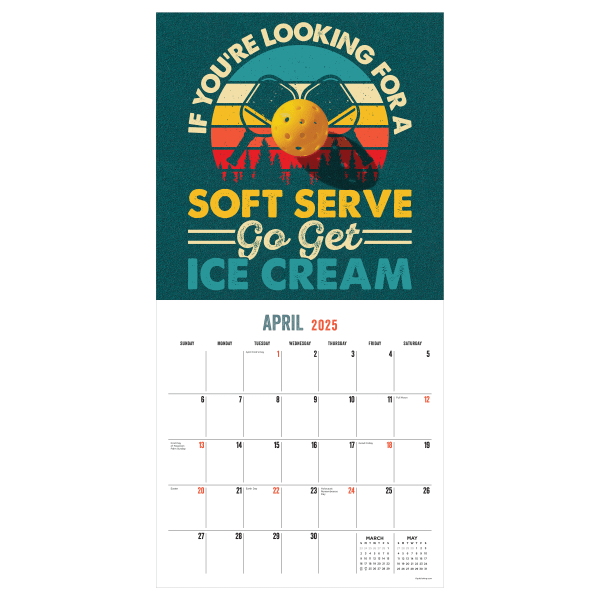 slide 4 of 5, 2025 Tf Publishing Sports Wall Calendar, 12"" X 12"", Pickleball, January To December, 1 ct