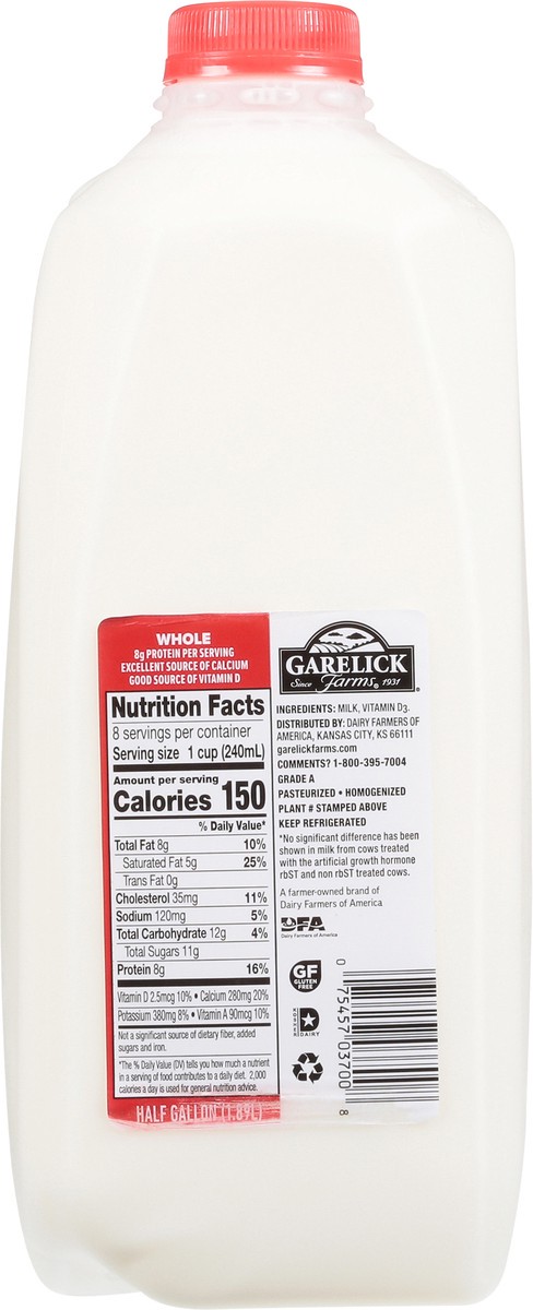 slide 6 of 9, Garelick Farms With Vitamin D Whole Milk, 1/2 gal