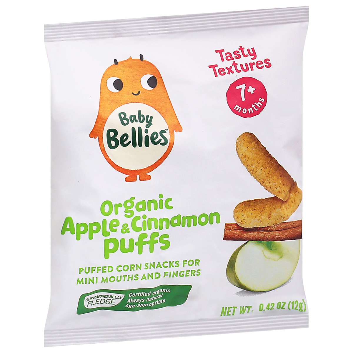 slide 2 of 9, Baby Bellies 7+ Months Organic Apple & Cinnamon Puffs 0.42 oz, 0.42 oz