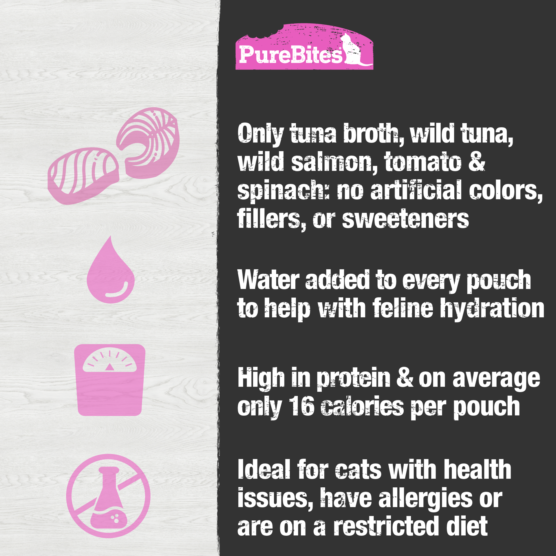 slide 3 of 5, PureBites Tuna, Salmon & Vegetables Broth Pouch, 1.76 oz