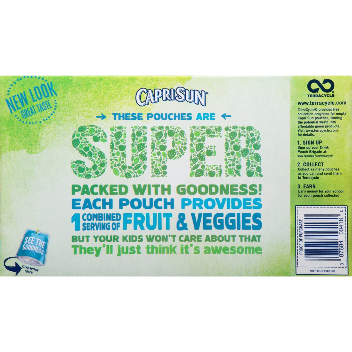 slide 8 of 8, Capri Sun Super V Apple Fruit & Vegetable Juice Drink 10 - 6 fl oz Pouches, 60 fl oz