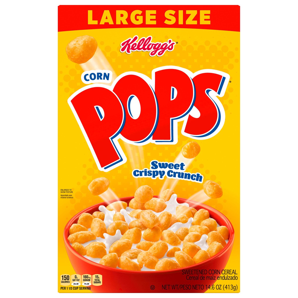 slide 1 of 8, Corn Pops Kellogg's Corn Pops Breakfast Cereal, 8 Vitamins and Minerals, Kids Snacks, Large Size, Original, 14.6oz Box, 1 Box, 14.6 oz