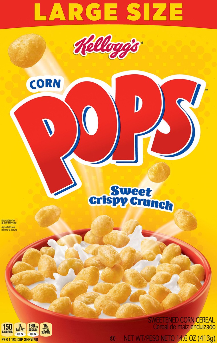 slide 5 of 8, Corn Pops Kellogg's Corn Pops Breakfast Cereal, 8 Vitamins and Minerals, Kids Snacks, Large Size, Original, 14.6oz Box, 1 Box, 14.6 oz
