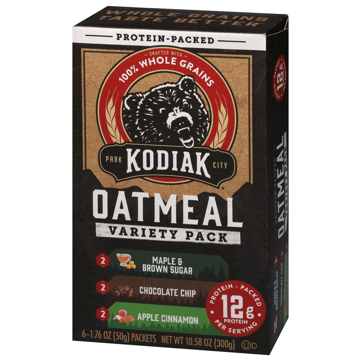 slide 11 of 13, Kodiak Cakes Oatmeal Packets, Variety Pack, MBS, Chocolate Chip, Apple Cinnamon, 6ct, 6 ct