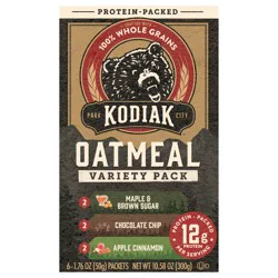 Kodiak Cakes Oatmeal Packets, Variety Pack, MBS, Chocolate Chip, Apple Cinnamon, 6ct