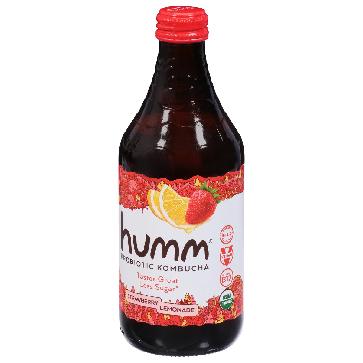 slide 3 of 9, Humm Probiotic Strawberry Lemonade Kombucha 14 fl oz, 14 fl oz
