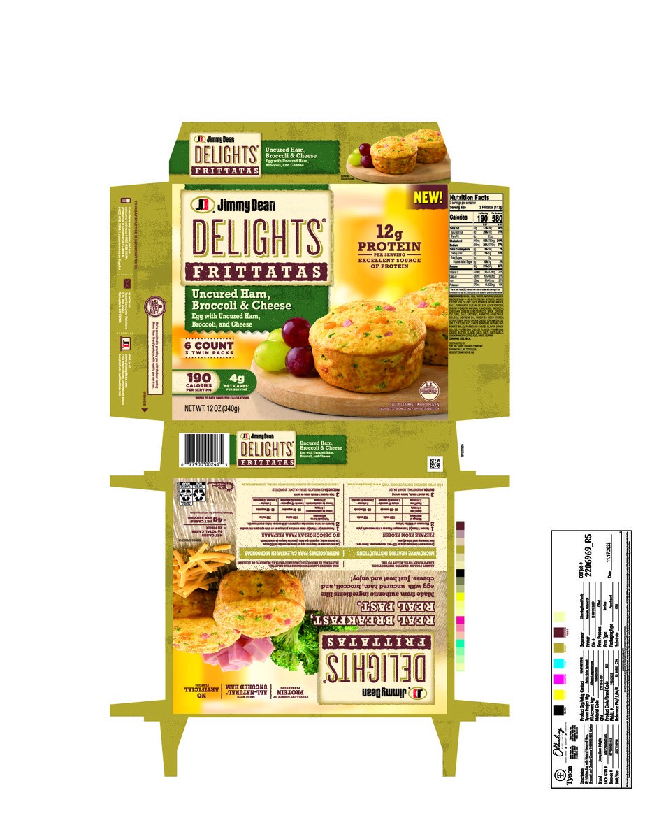 slide 6 of 14, Jimmy DeanDelights Ham, Broccoli & Cheese Frittatas, 6 ct, 12 oz Box, 340.19 g