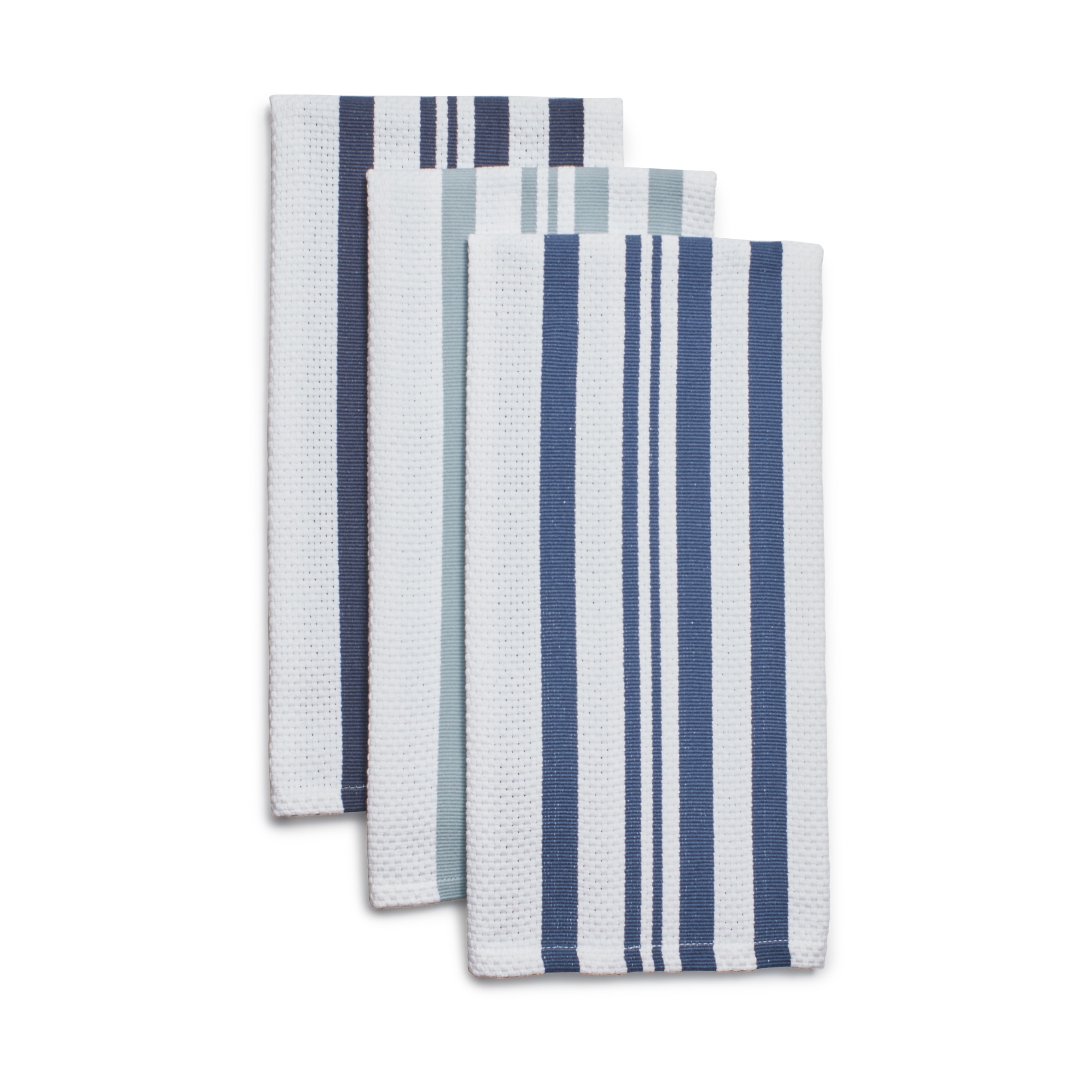 slide 1 of 1, Sur La Table Striped Basketweave Kitchen Towels, Blue, 3 ct