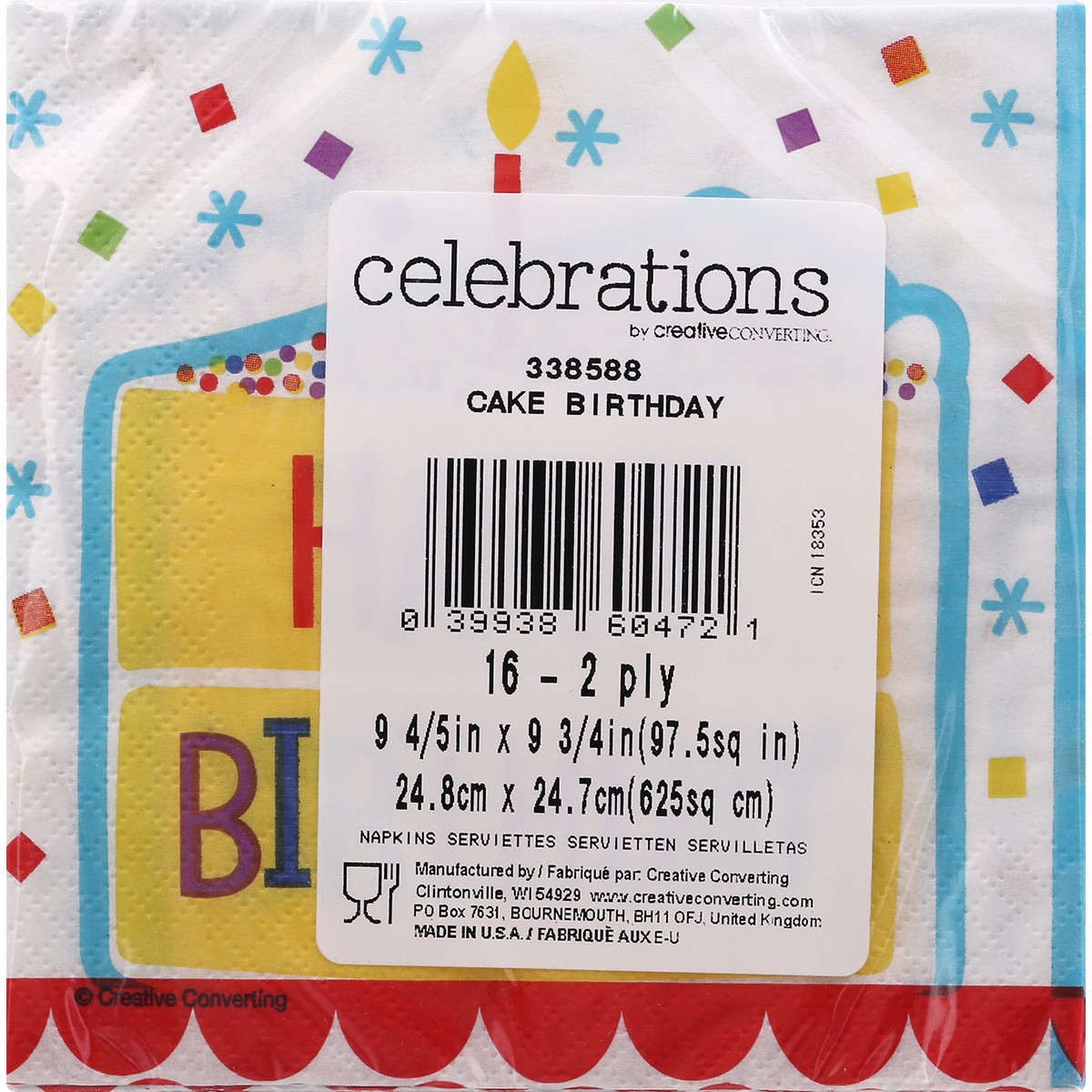 slide 6 of 6, Celebrations Creative Converting Birthday Cake Beverage Napkins, 16 ct
