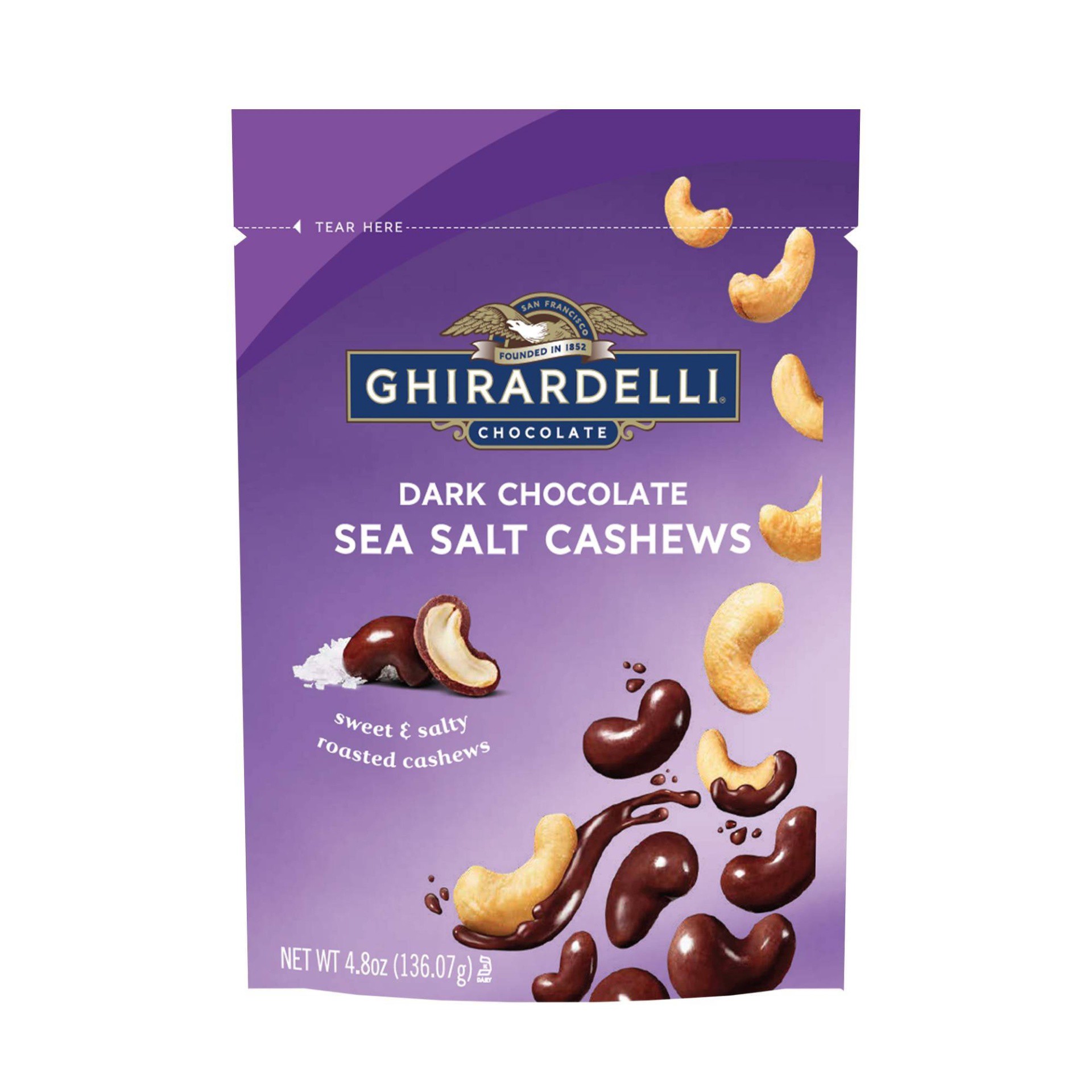 slide 1 of 6, Ghirardelli Chocolate Dark Chocolate Sea Salt Cashews, 4.8 oz