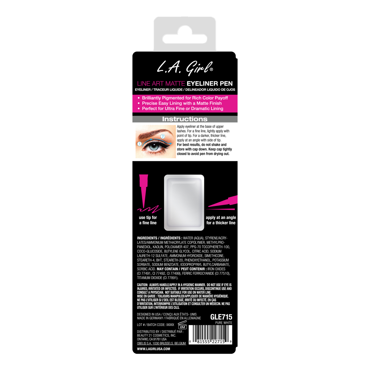 slide 3 of 5, L.A. Girl La Girl Line Art, Pure White, 0.14 oz