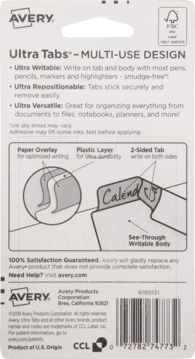 slide 5 of 9, Avery UltraTabs Smudge-Free 2-Sided Writable Repositionable Tabs 24 ea, 24 ct