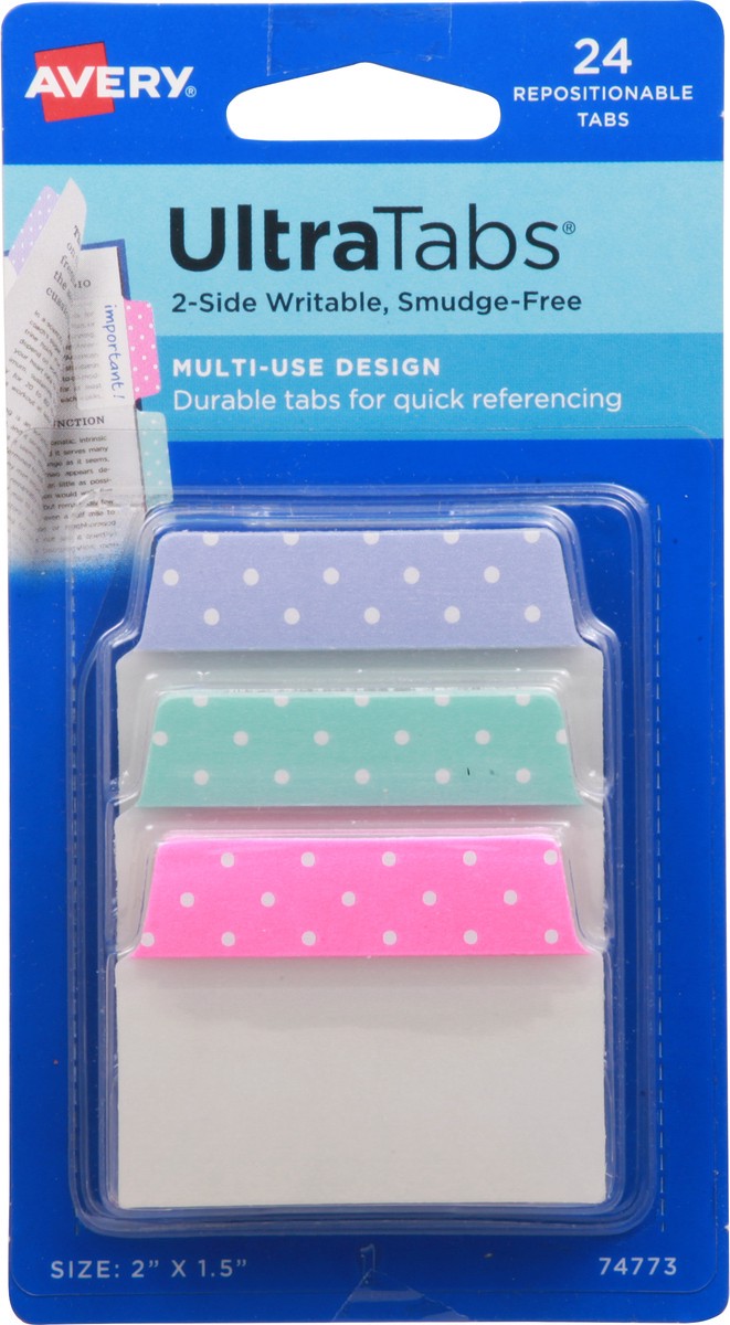 slide 1 of 9, Avery UltraTabs Smudge-Free 2-Sided Writable Repositionable Tabs 24 ea, 24 ct