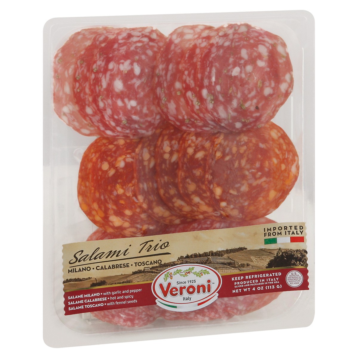 slide 6 of 9, Veroni Toscano Calabrese Milano Salami Trio 4 oz Blister Pack, 4 oz