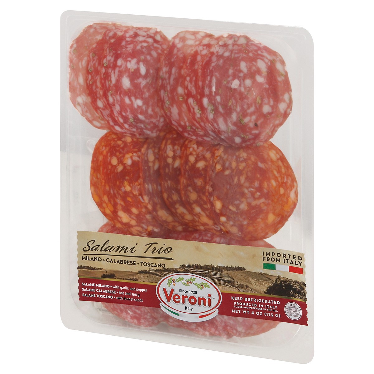 slide 5 of 9, Veroni Toscano Calabrese Milano Salami Trio 4 oz Blister Pack, 4 oz