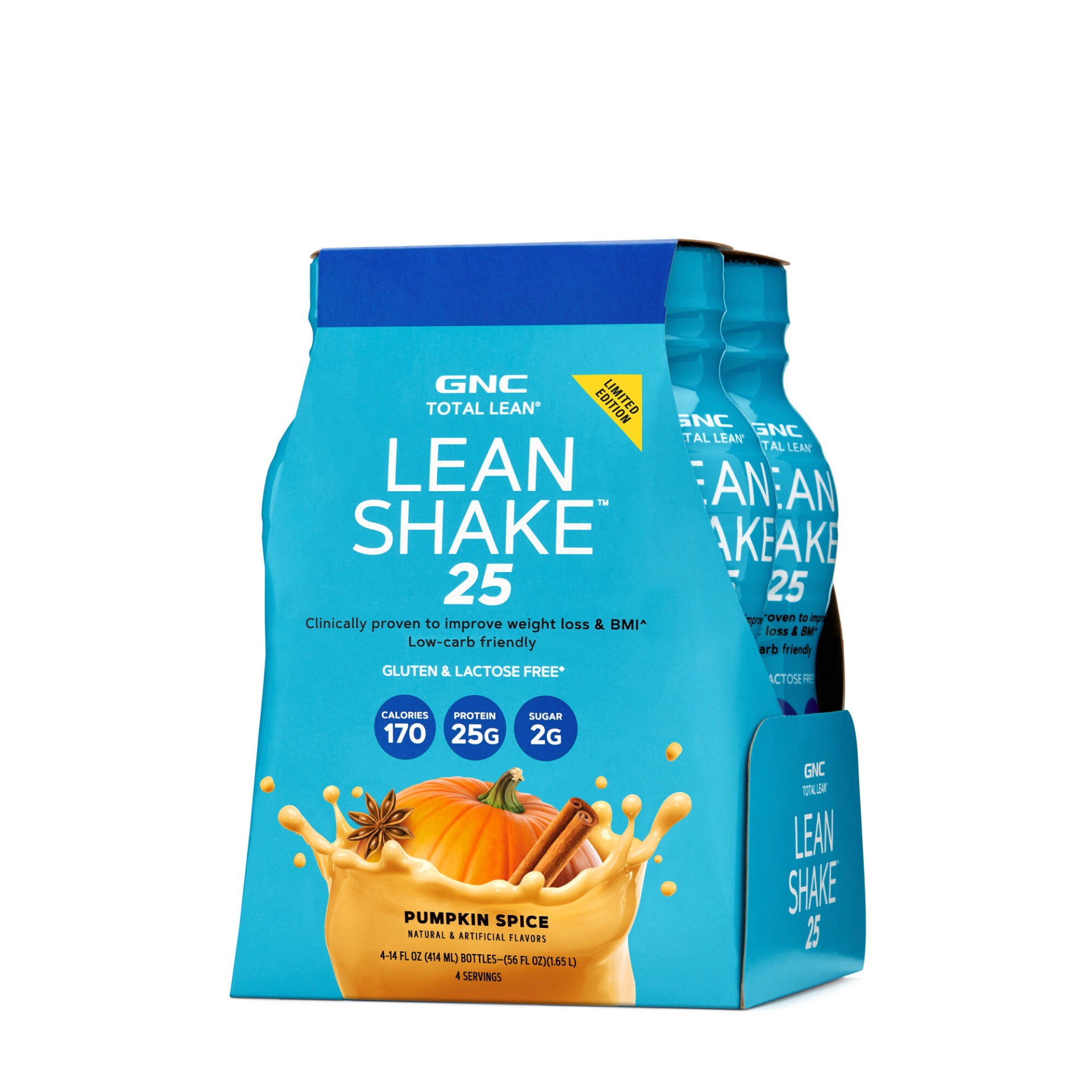 slide 1 of 1, GNC Total Lean Lean Shake 25 - Pumpkin Spice, 4 ct