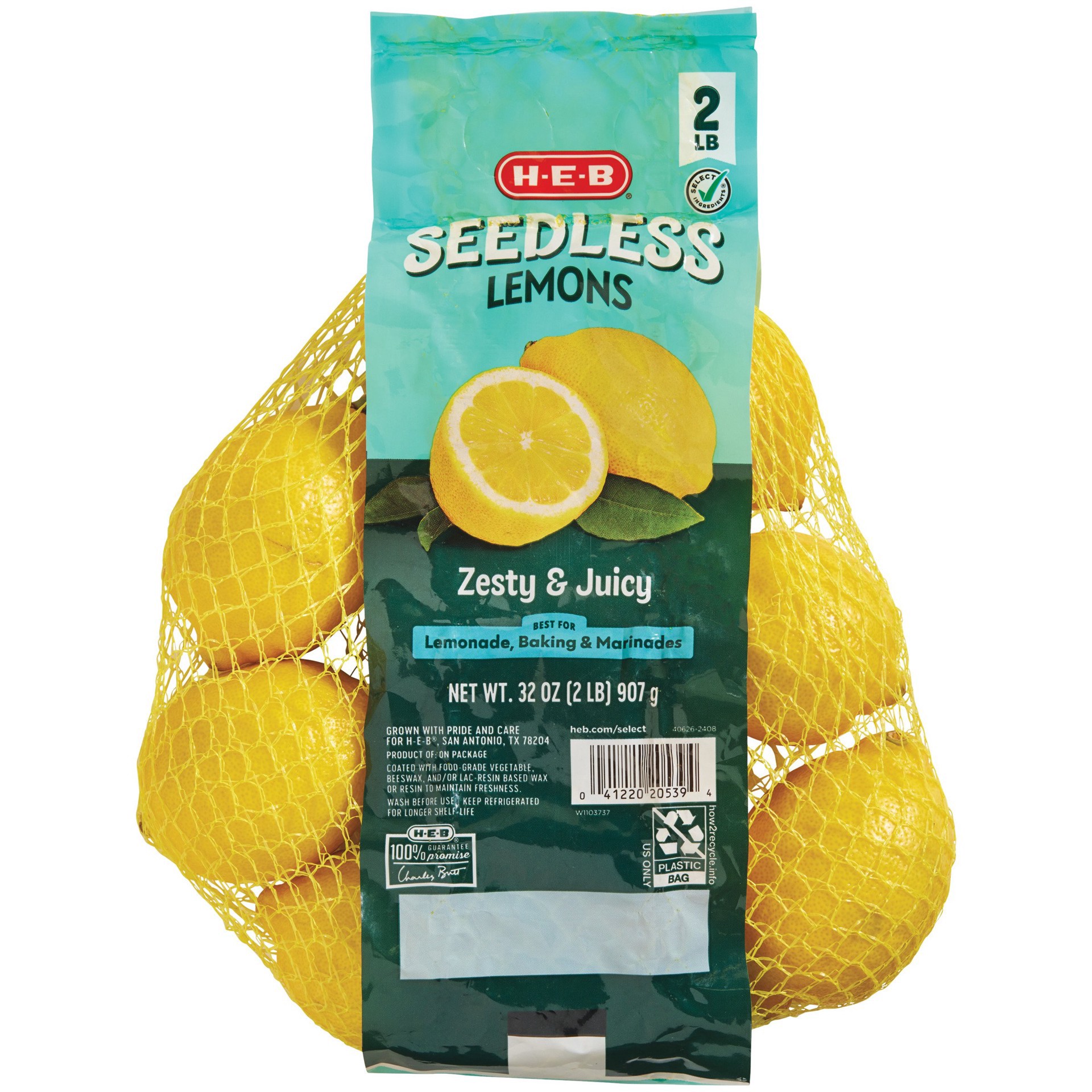 slide 1 of 1, H-E-B Fresh Seedless Lemons, 2 lb