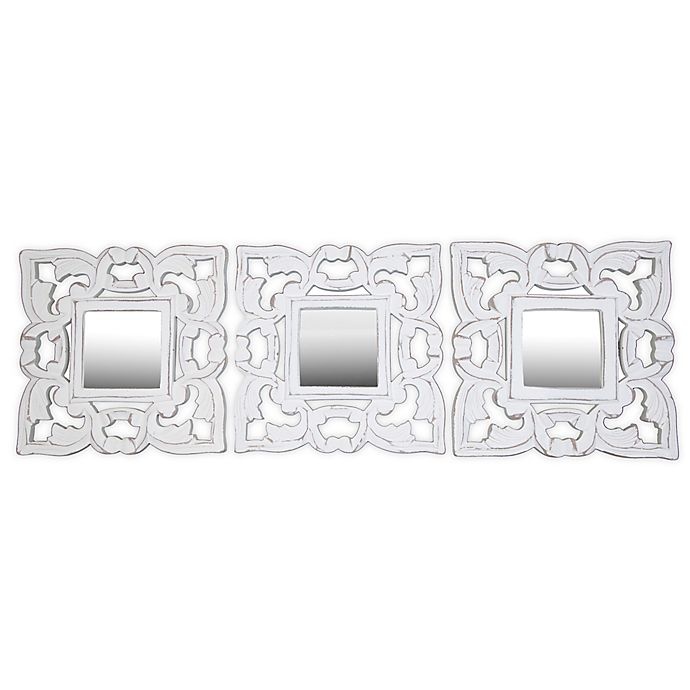 slide 1 of 1, Global Caravan Carved Wall Mirrors - White, 3 ct