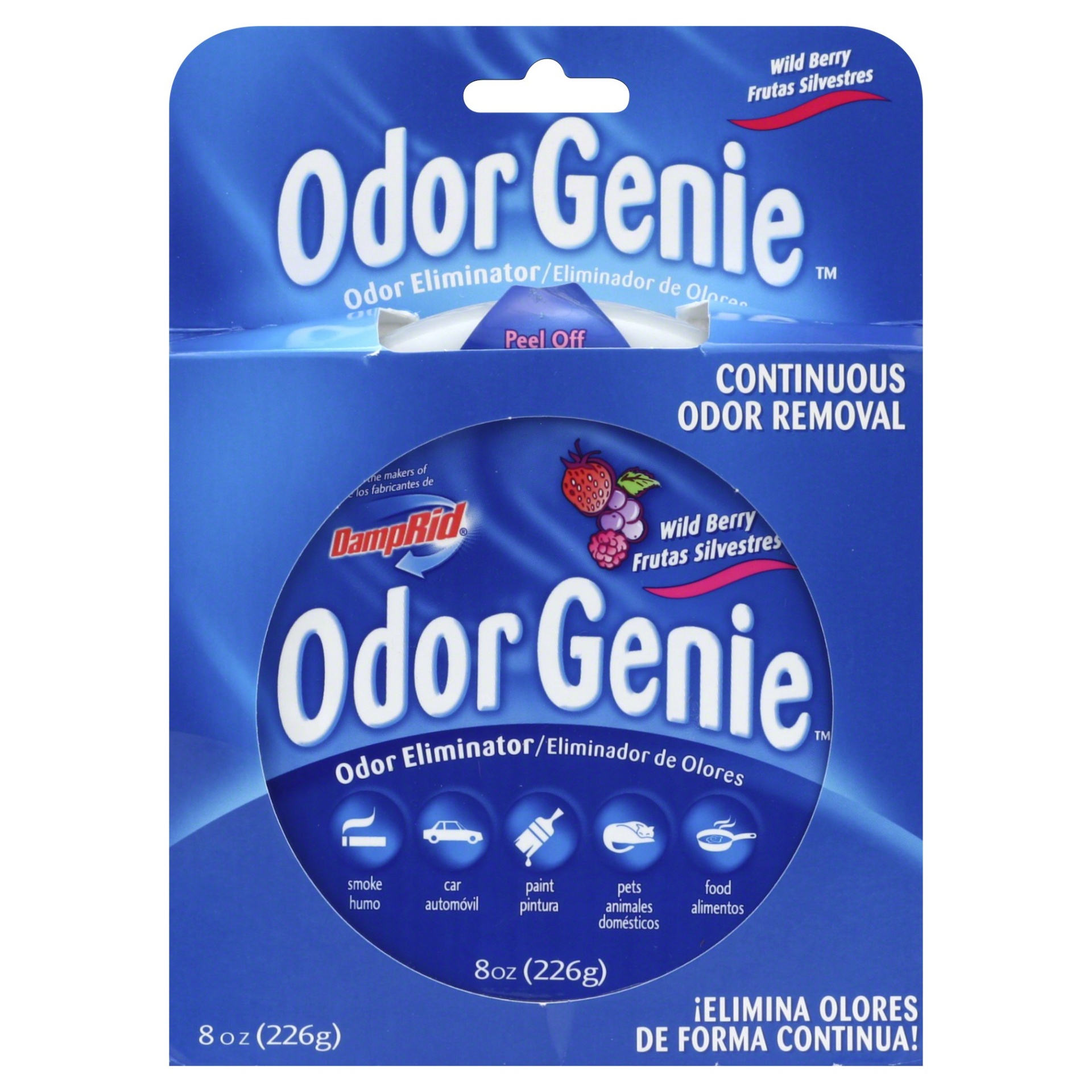 slide 1 of 1, DampRid Odor Genie Wild Berry Odor Eliminator, 8 oz