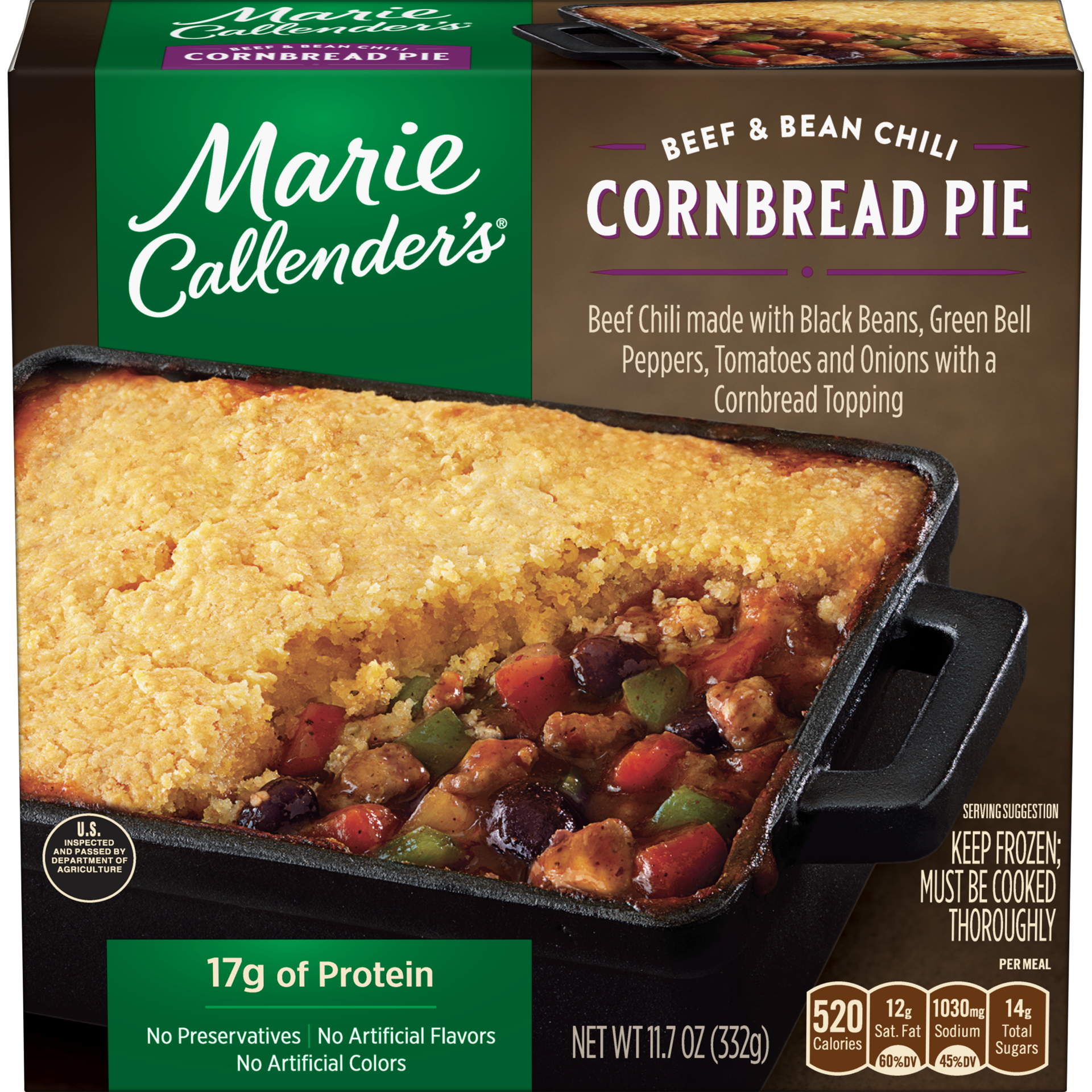 slide 6 of 7, Marie Callender's Beef & Bean Chilli Cornbread Pie 11.7 oz, 11.7 oz