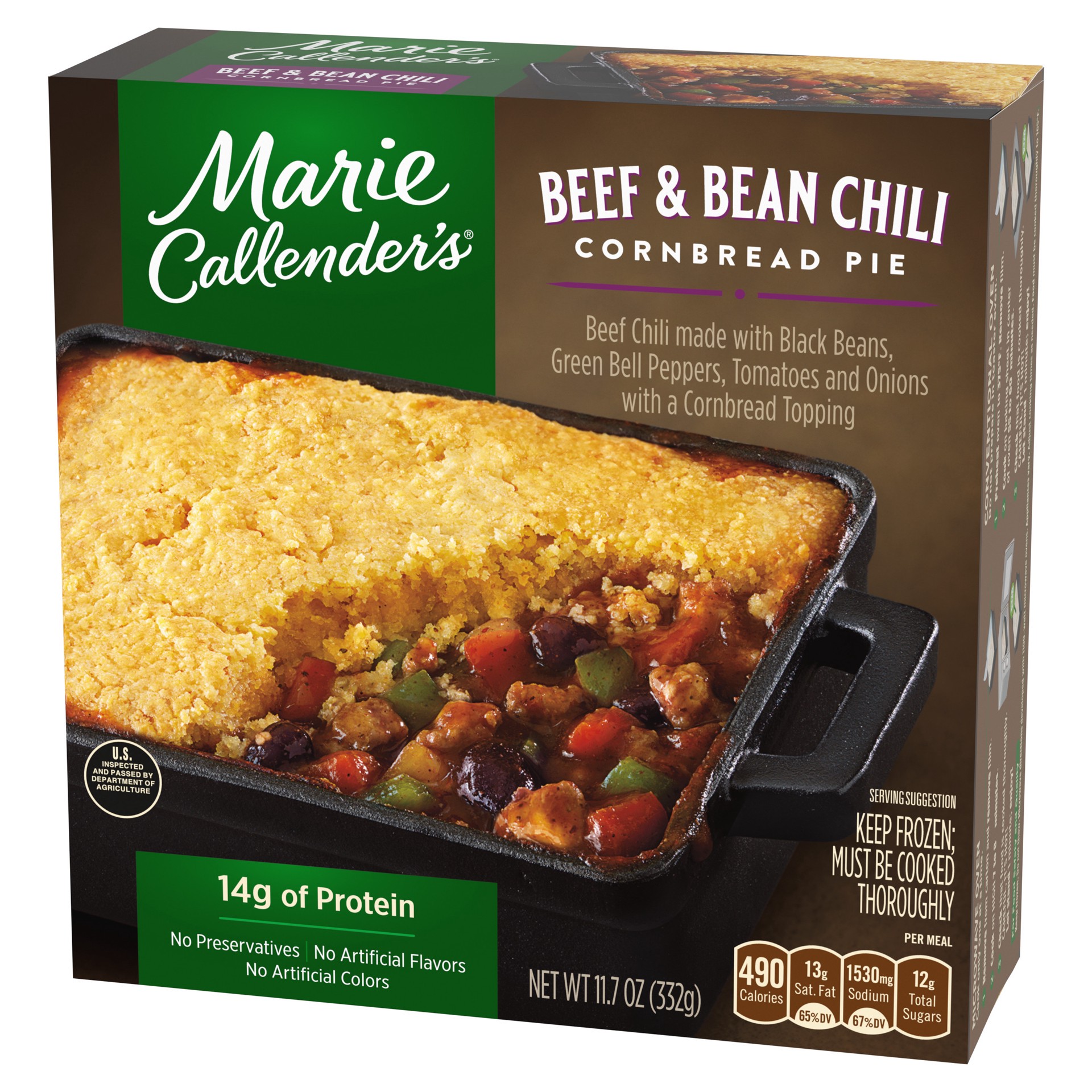 slide 4 of 7, Marie Callender's Beef & Bean Chilli Cornbread Pie 11.7 oz, 11.7 oz