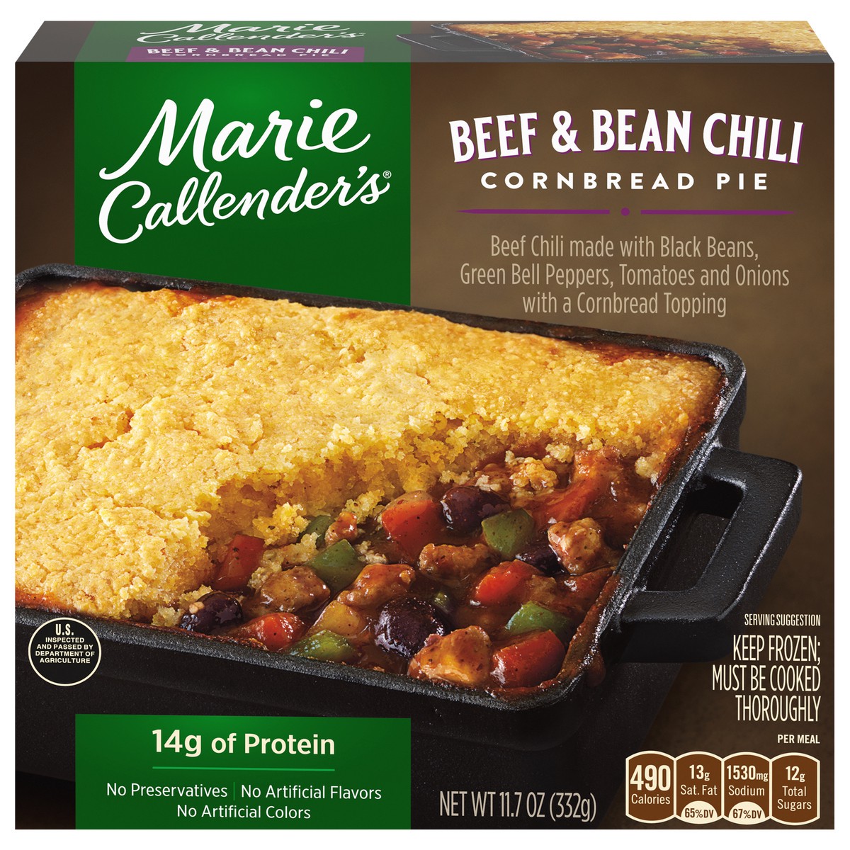 slide 1 of 7, Marie Callender's Beef & Bean Chilli Cornbread Pie 11.7 oz, 11.7 oz