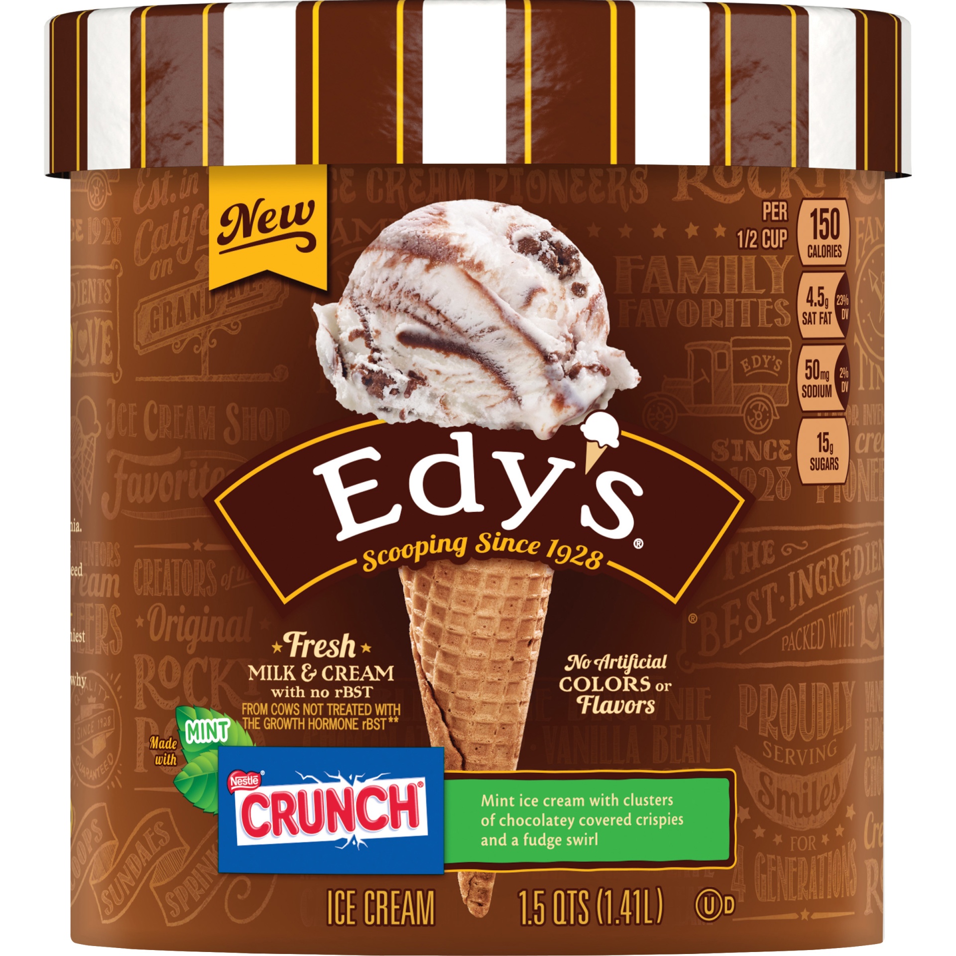 slide 1 of 1, Dreyer's Mint Crunch Ice Cream, 1.5 qt