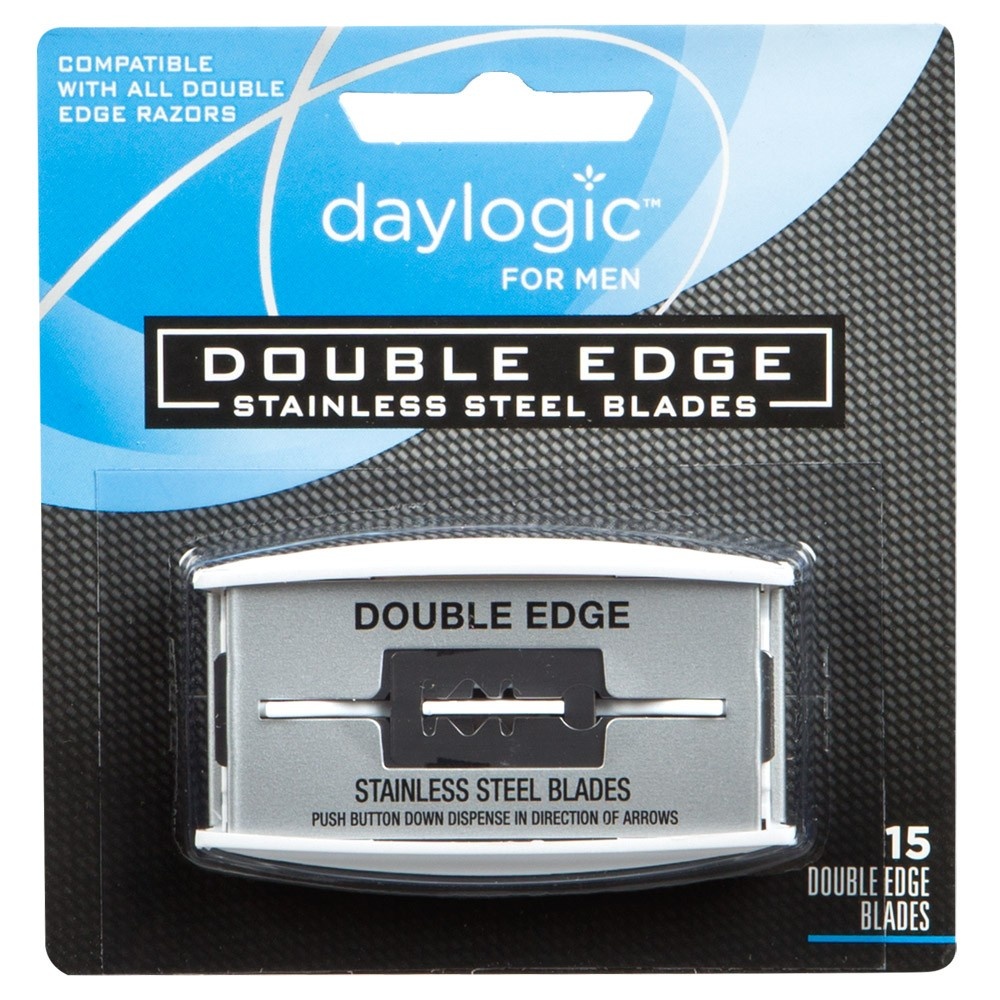 slide 1 of 1, Daylogic Men's Double Edge Stainless Steel Razor Blades, 15 ct