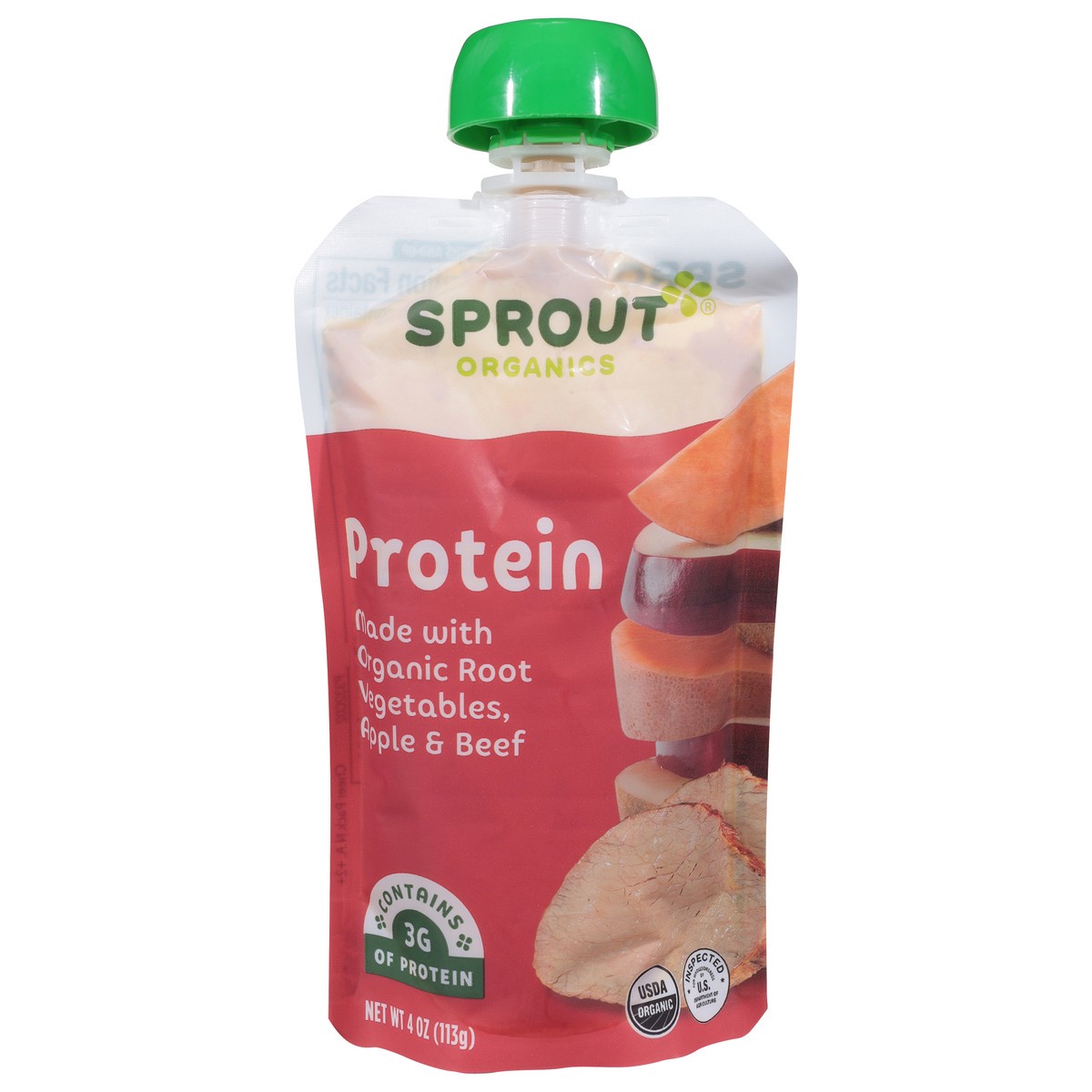 slide 1 of 3, Sprout Organics Root Vegetables, Apple & Beef Protein 4 oz, 4 oz